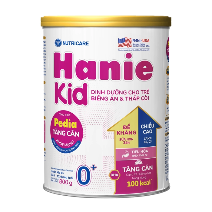 Hanie kid Pedia 0+ Nutricare 400g - Dinh dưỡng cho trẻ biếng ăn, thấp còi