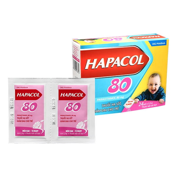 Thuốc  Hapacol 80mg DHG, Hộp 24 gói