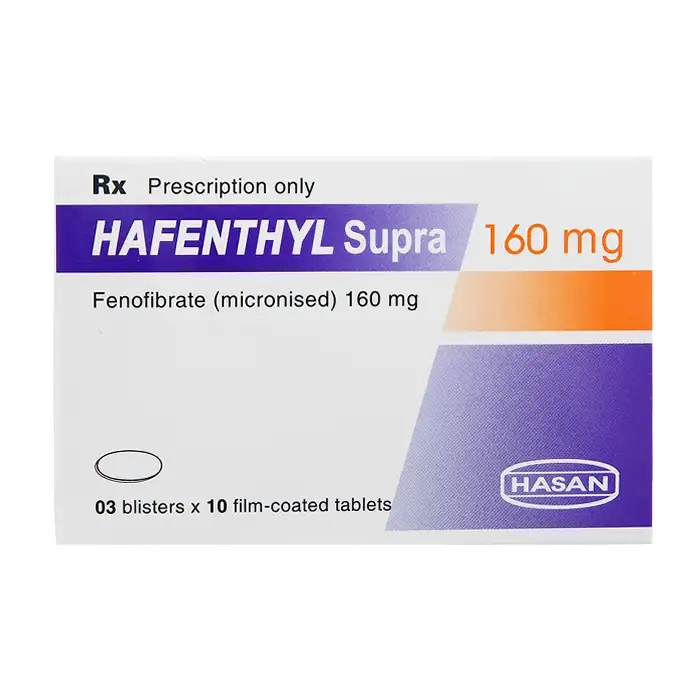 Hafenthyl Supra 160mg Hasan 3 vỉ x 10 viên - Điều trị tăng mỡ máu