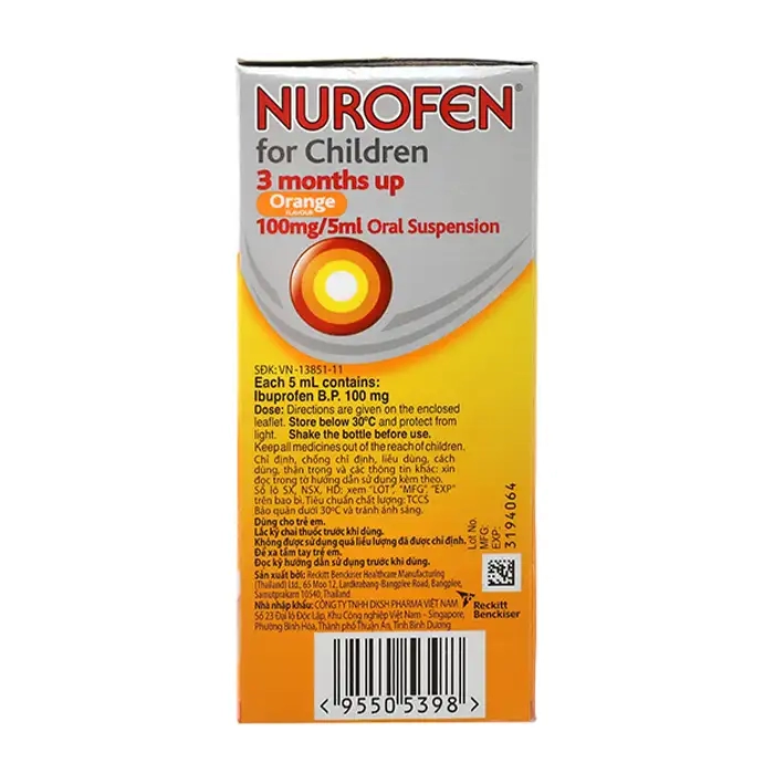 Nurofen For Children 100mg/5ml Reckitt Benckise 60ml- Giúp giảm đau, hạ sốt