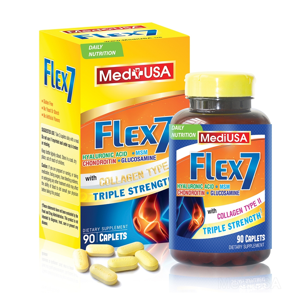 Hỗ trợ xương khớp Mediusa Flex 7 Glucosamine 1650mg Chondroitin 350mg, Hộp 90 viên