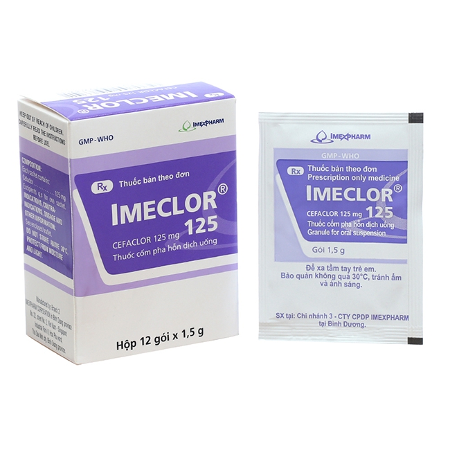 Thuốc kháng sinh Imexpharm Imeclor 125mg, Hộp 12 gói