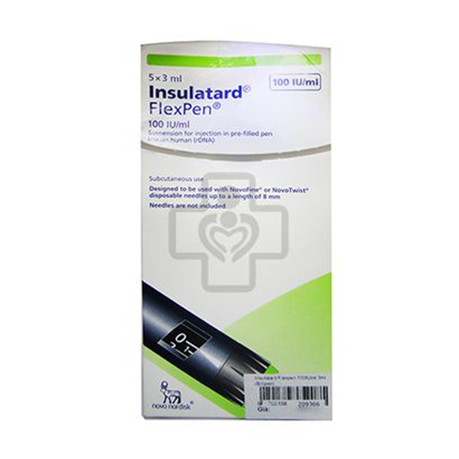 Thuốc Insulatard FlexPen 100IU/ml, Hộp 5 bút tiêm x 3ml