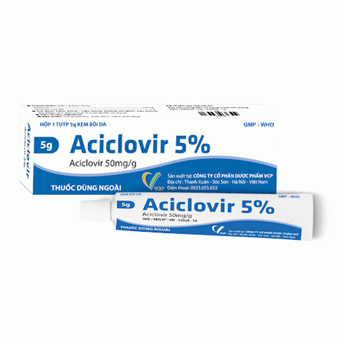 Aciclovir 5% VCP 5g - Kem bôi da điều trị