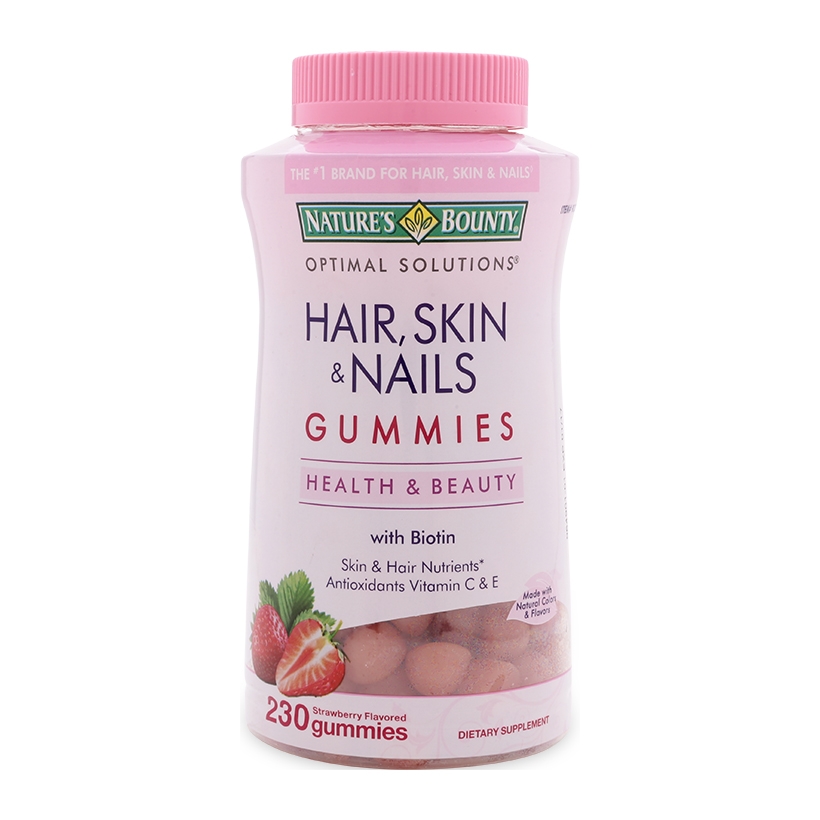 Kẹo dẻo Hair, Skin & Nails Gummies bổ sung  Biotin, Collagen, Alpha Lipic Acid & Calcium, Vitamin E và Vitamin C