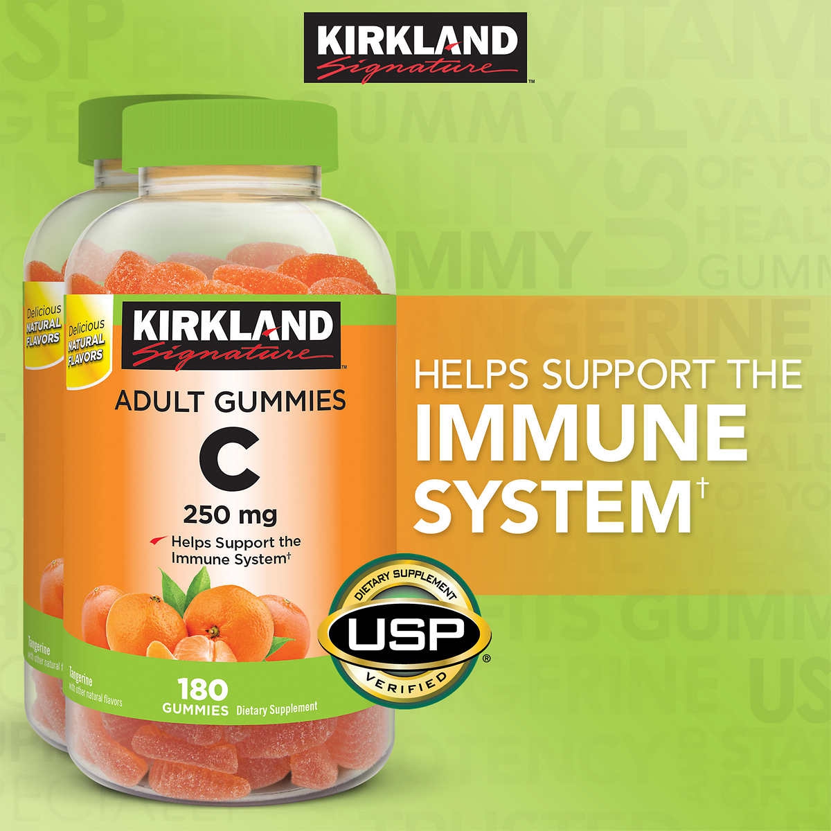 Kẹo dẻo Kirkland Adult Gummies Vitamin C 250mg,  Chai 180 viên