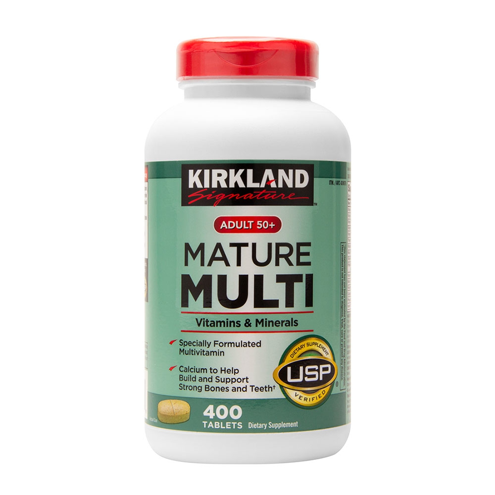 Kirkland Adult 50+ Mature Multi Vitamins & Minerals dành cho người lớn trên 50+, Chai 400 viên