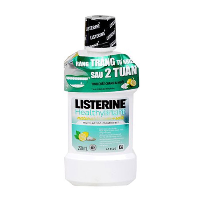 Nước súc miệng diệt khuẩn hương chanh muối Listerine Healthy Bright Natural Lemon + Salt 250ml