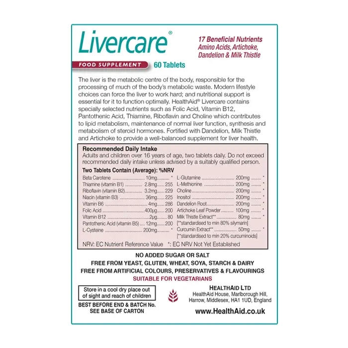 Livercare Healthaid 4 vỉ x 15 viên - Viên uống bổ gan