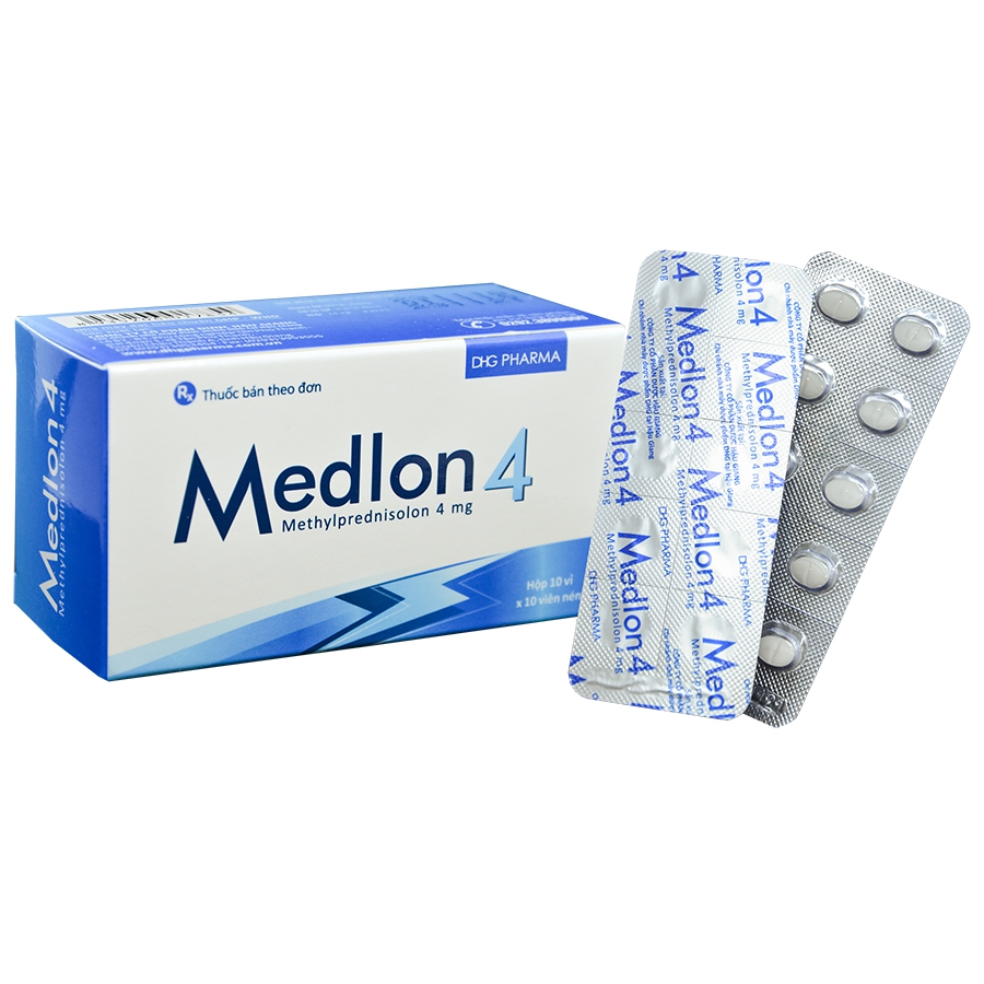 Thuốc Medlon 4, Methylprednisolone 4mg, DHG, Hộp 100 viên