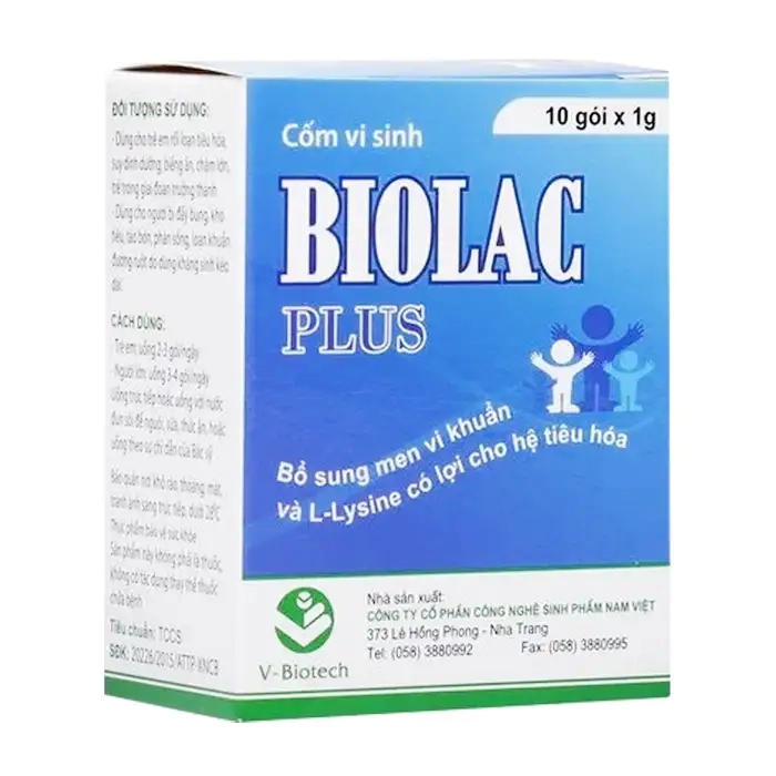 Probiotics Biolac Plus V-Biotech 10 gói x 1g - Bổ sung lợi khuẩn và L-Lysine