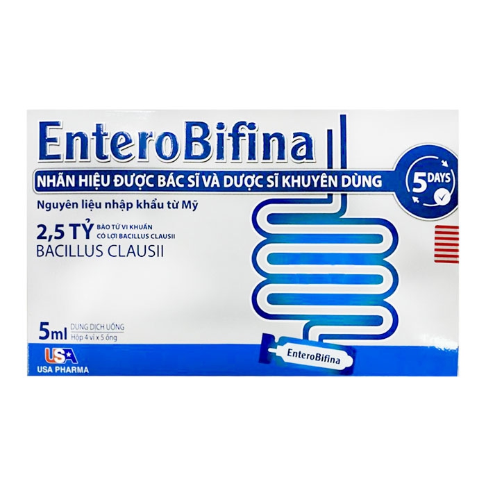 Men vi sinh Entero Bifina dạng nước, Hộp 4x5 ống 