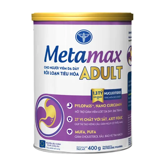 Metamax Adult Nutricare 400g - Sữa dinh dưỡng y học cho người viêm loét dạ dày, rối loạn tiêu hoá