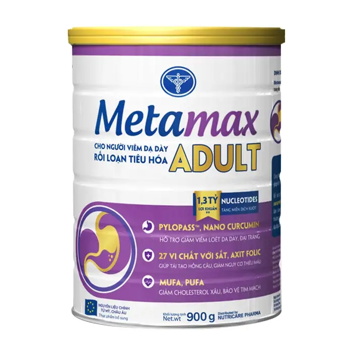Metamax Adult Nutricare 900g - Sữa dinh dưỡng y học cho người viêm loét dạ dày, rối loạn tiêu hoá