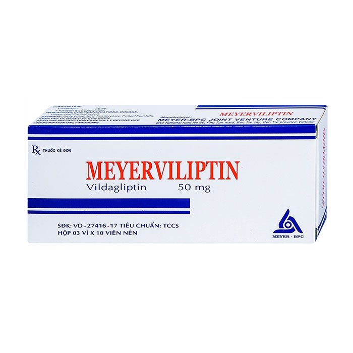 Meyerviliptin 50mg Meyer-BPC, Hộp 3 vỉ x 10 viên