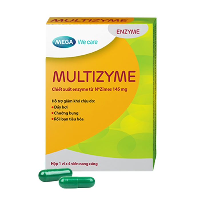 Multizyme Mega - Viên uống hỗ trợ tiêu hóa 1 vỉ x 4 viên