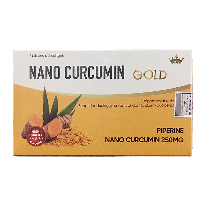 Nano Curcumin Kingphar  giúp giảm tác dụng phụ sau xạ trị, hóa trị, Hộp 30 viên