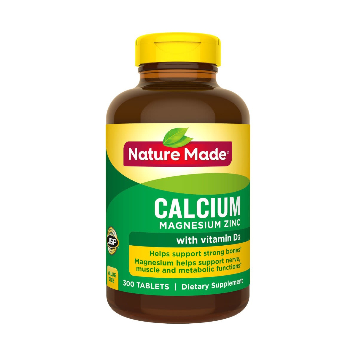 Nature Made Calcium, Magnesium & Zinc bổ sung Canxi, Magie và Kẽm, Chai 300 viên
