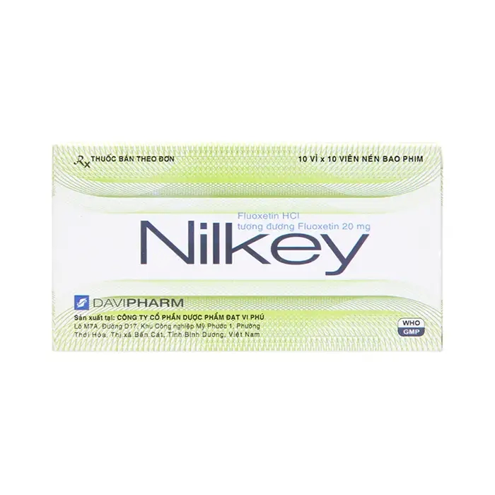 Nilkey Fluoxetin 20 mg DaviPharm 10 vỉ x 10 viên - Thuốc Trị Bệnh Trầm Cảm