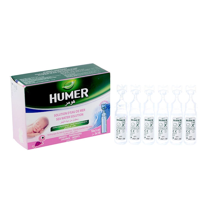 Nước biển vệ sinh mũi cho trẻ sơ sinh Humer Sea Water Solution Children Infants 18 ống x 5ml