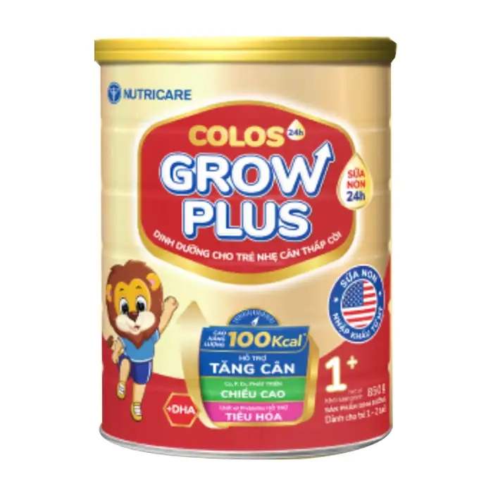 Nutricare Colos24h Grow Plus +1 850g - Bổ sung dinh dưỡng cho trẻ nhẹ cân thấp còi