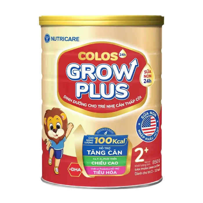 Nutricare Colos24h Grow Plus +2 850g - Bổ sung dinh dưỡng cho trẻ nhẹ cân thấp còi