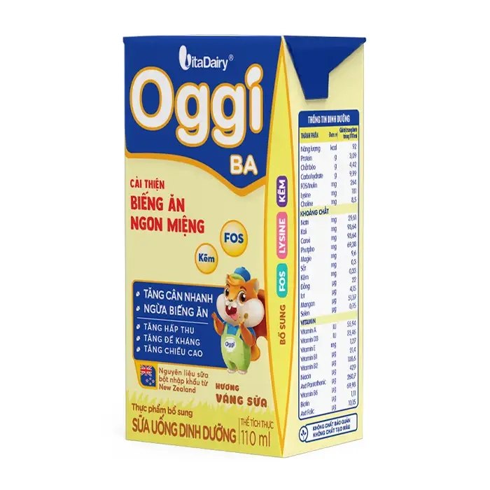 Oggi BA Vitadairy 110ml - Sữa bột pha sẵn dành cho trẻ biếng ăn