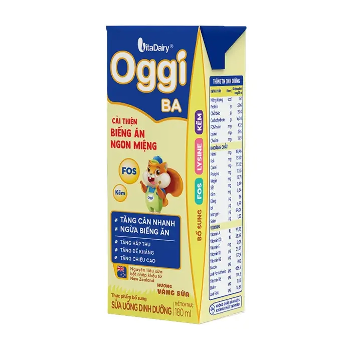 Oggi BA Vitadairy 180ml - Sữa bột pha sẵn dành cho trẻ biếng ăn