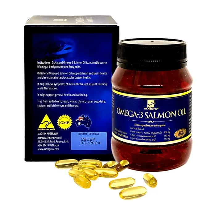 Omega 3 Salmon Oil Dr.Natural 180 viên – Bổ sung omega-3, DHA từ dầu cá hồi tự nhiên