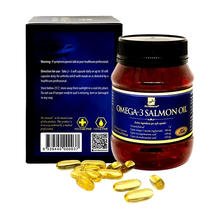 Omega 3 Salmon Oil Dr.Natural 180 viên – Bổ sung omega-3, DHA từ dầu cá hồi tự nhiên