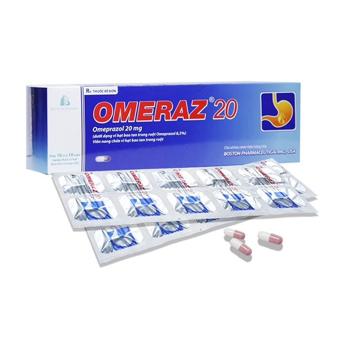 Omeraz 20mg Boston Pharma 10 vỉ x 10 viên - Trị trào ngược dạ dày, thực quản