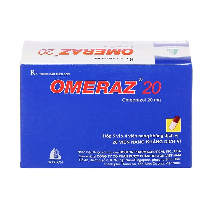 Omeraz 20mg Boston Pharma 5 vỉ x 4 viên - Trị trào ngược dạ dày, thực quản