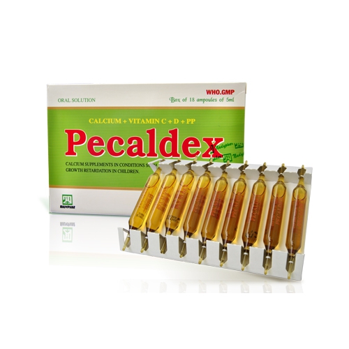Ống uống Pecaldex 5ml Nadyphar, Hộp 18 ống