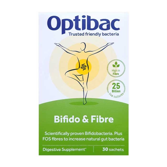 Optibac Bifido & Fibre 30 gói - Men tiêu hóa hỗ trợ táo bón