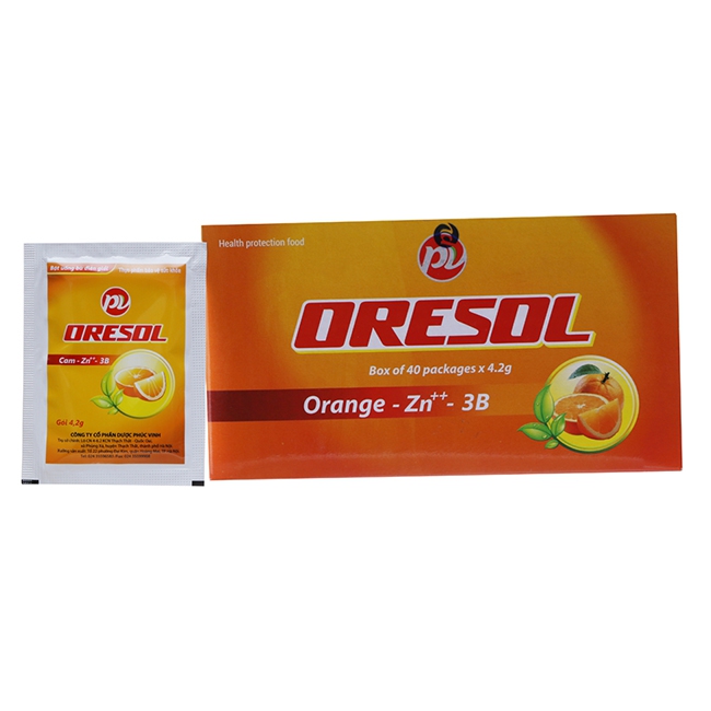 Oresol PV hương cam | Dược phúc vinh | Hộp 40 gói