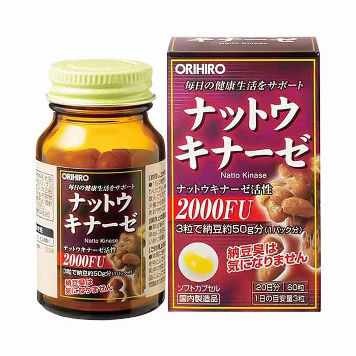 Orihiro Nattokinase Capsule 2000FU giúp làm tan cục máu đông, giảm nguy cơ tai biến