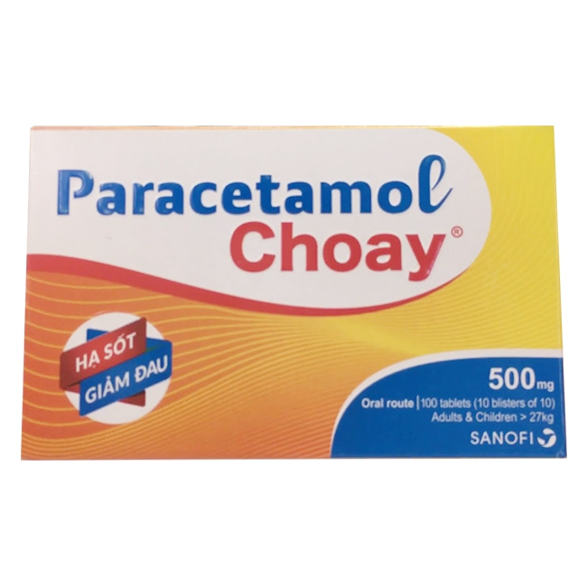Thuốc Paracetamol CHOAY 500mg, Hộp 100 viên