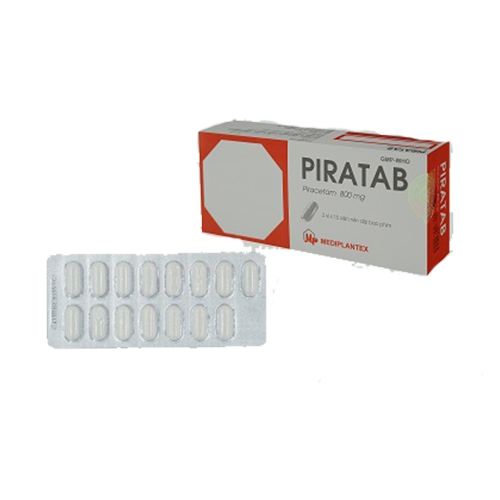 Piratab - Piracetam 800mg, Hộp 3 vỉ x 15 viên