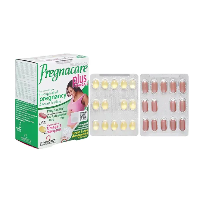 Pregnacare Plus Omega 3 Vitabiotics 4 vỉ x 14 viên - Bổ sung vitamin khoáng chất cho bà bầu