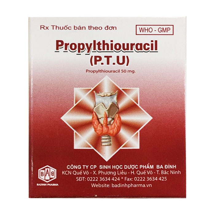 Propylthiouracil 50mg (PTU) Ba Dinh Pharma 10 vỉ x 10 viên