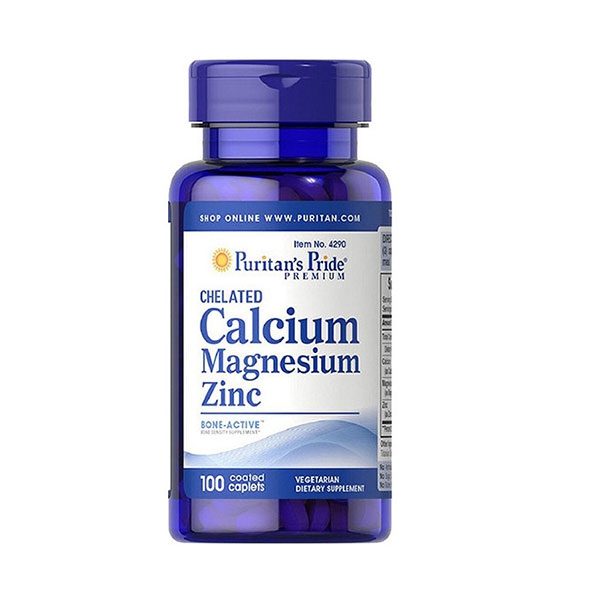 Viên uống Puritan's Pride Chelated Calcium Magnesium Zinc bổ sung kẽm
