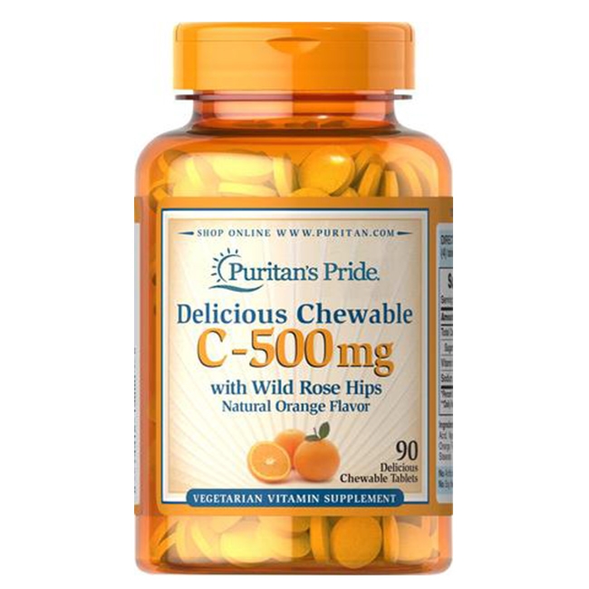 Puritan's Pride Delicious Chewable Vitamin C-500 mg with Wild Rose Hips