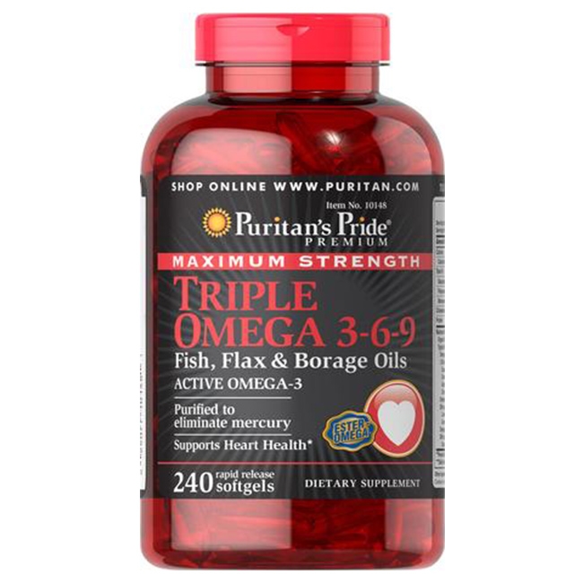 Viên uống Puritan's Pride Triple Omega 3-6-9 Fish, Flax & Borage Oils
