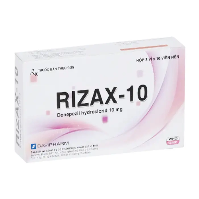 Rizax-10mg Davipharm 3 vỉ x 10 viên - Ðiều trị triệu chứng suy giảm trí nhớ