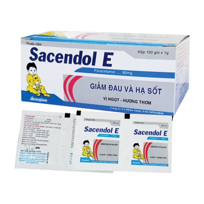 Sacendol E 80mg Vacopharm 100 gói x 1g – Thuốc giảm đau hạ sốt trẻ em