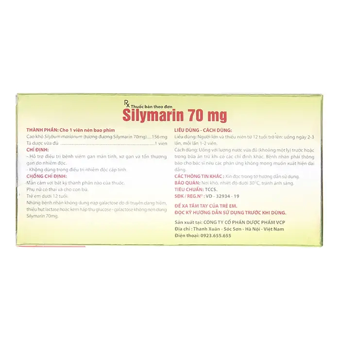 Silymarin 70mg VCP 4 vỉ x 15 viên - Hỗ trợ trị bệnh viêm gan mãn tính