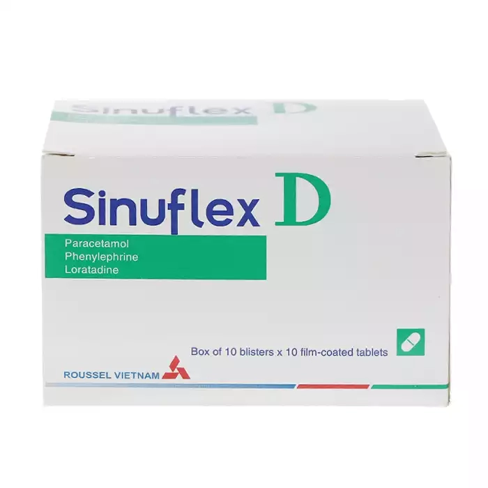 Sinuflex D Roussel 10 vỉ x 10 viên - Thuốc điều trị cảm cúm