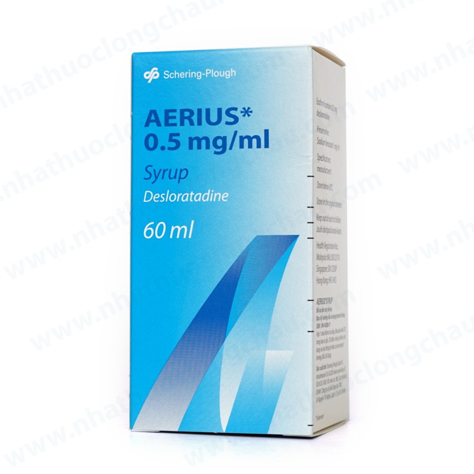 Thuốc chống dị ứng Siro Aerius 60ml Chứa Desloratidin 0,5mg/ml