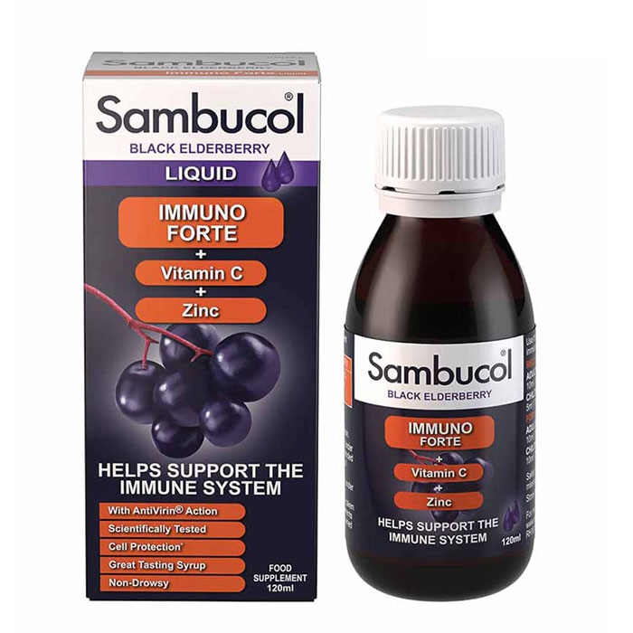 Siro hỗ trợ tăng sức đề kháng Sambucol Imuno Forte Vitamin C Zinc, Lọ 120ml