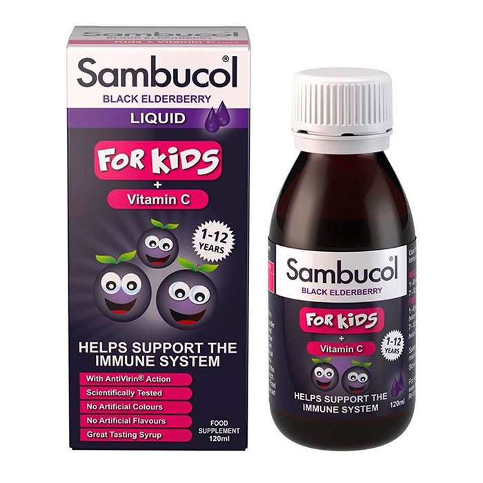 Siro tăng sức đề kháng Sambucol For Kids + Vitamin C Liquid, Lọ 120ml